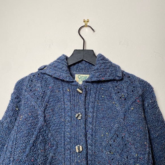 Carraig Donn Aran Irish 100% Wool Cardigan - Picture 2 of 8
